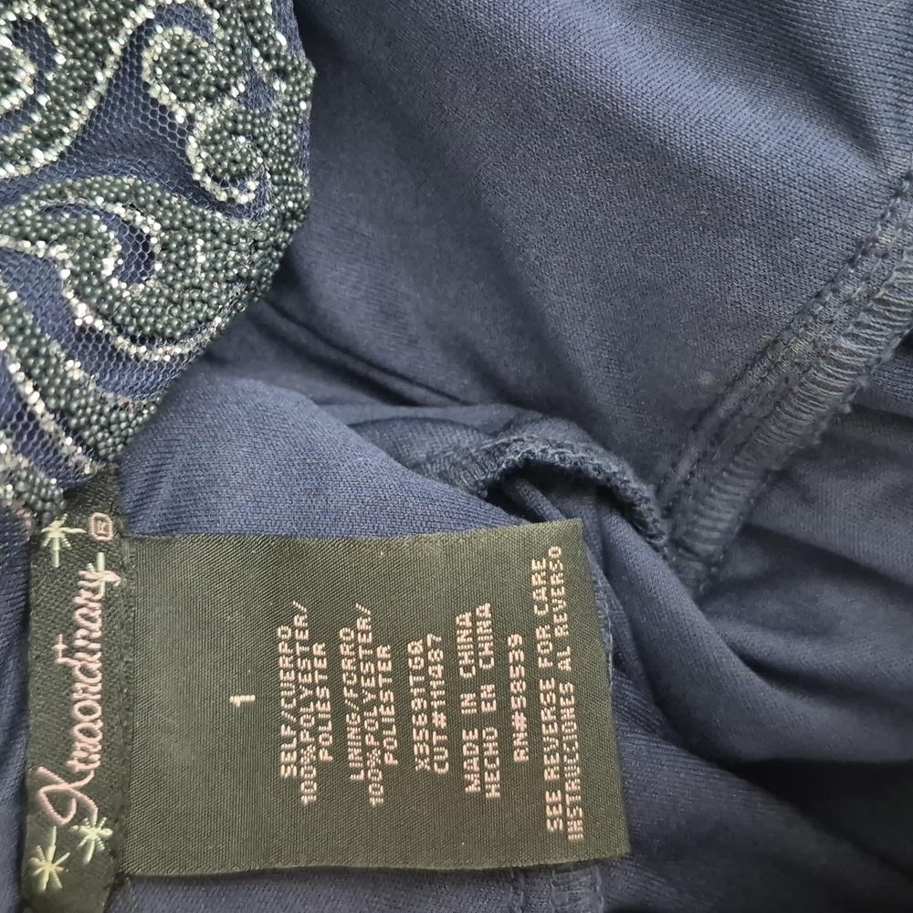 Xtraordinary Navy Blue Embroidered Prom Dress - Picture 3 of 7